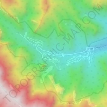 Topografinen kartta Mount Charleston, korkeus, helpotus