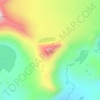 Topografinen kartta Hinnotefjellet, korkeus, helpotus