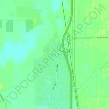 Topografinen kartta Plumas Lake, korkeus, helpotus