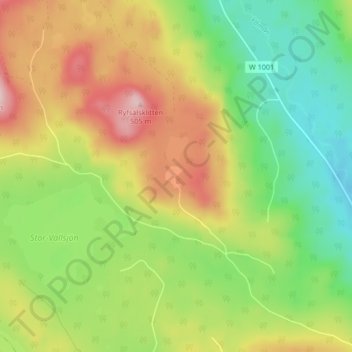 Topografinen kartta Ryfsäl, korkeus, helpotus