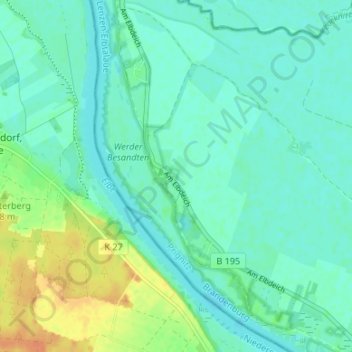 Topografinen kartta Besandten, korkeus, helpotus