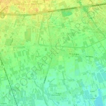 Topografinen kartta Ca' di David, korkeus, helpotus
