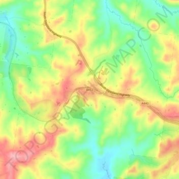 Topografinen kartta Bena, korkeus, helpotus