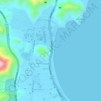 Topografinen kartta khorfakkan waterfall, korkeus, helpotus