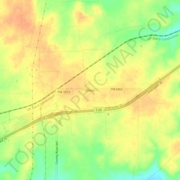 Topografinen kartta Olden, korkeus, helpotus