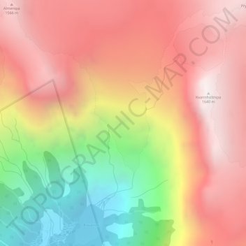 Topografinen kartta Bøyabreen, korkeus, helpotus