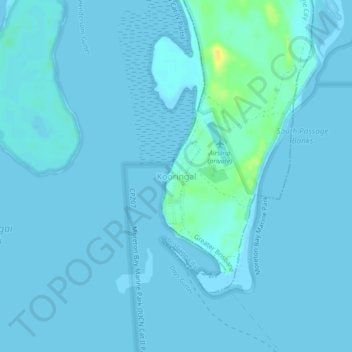 Topografinen kartta Kooringal, korkeus, helpotus