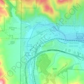 Topografinen kartta Verdi, korkeus, helpotus