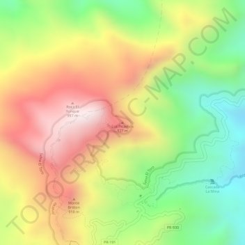 Topografinen kartta Río Grande, korkeus, helpotus