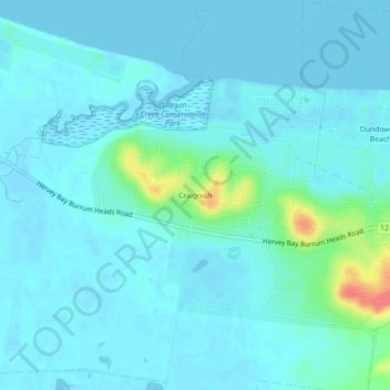 Topografinen kartta Craignish, korkeus, helpotus