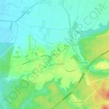 Topografinen kartta La Verney, korkeus, helpotus