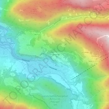 Topografinen kartta Klingenburg, korkeus, helpotus