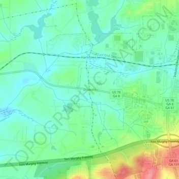 Topografinen kartta Driskolls, korkeus, helpotus