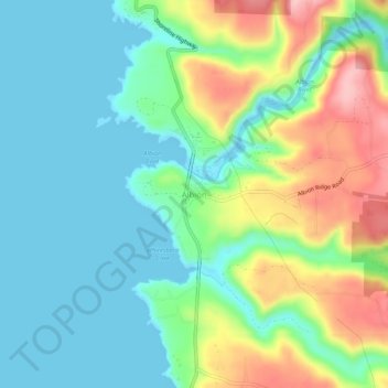Topografinen kartta Albion, korkeus, helpotus