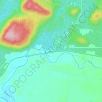 Topografinen kartta Sappho, korkeus, helpotus