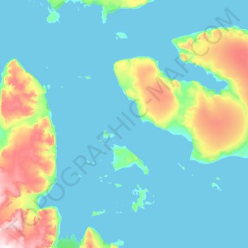 Topografinen kartta Nyströmøya, korkeus, helpotus