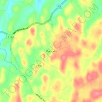 Topografinen kartta Madden, korkeus, helpotus