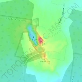 Topografinen kartta Budj Bim, korkeus, helpotus