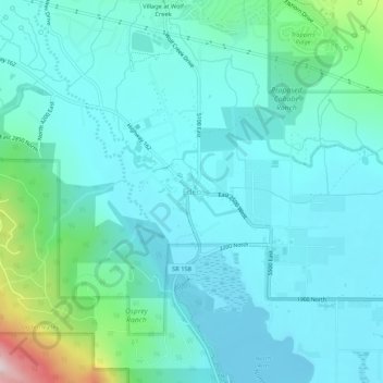 Topografinen kartta Eden, korkeus, helpotus