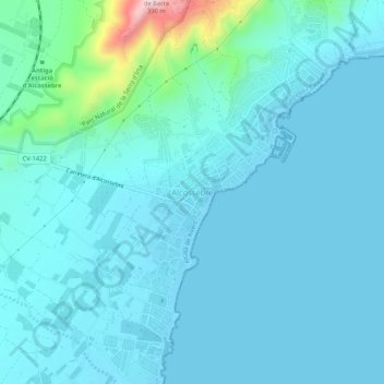 Topografinen kartta Alcocéber, korkeus, helpotus