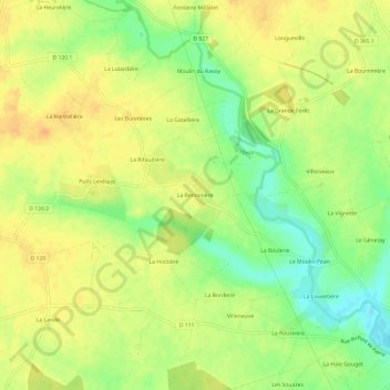 Topografinen kartta La Remonière, korkeus, helpotus