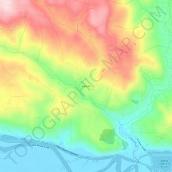 Topografinen kartta Eufaula, korkeus, helpotus