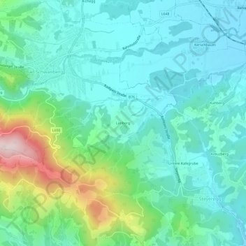 Topografinen kartta Limberg, korkeus, helpotus