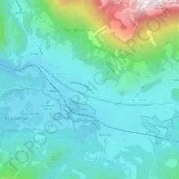 Topografinen kartta Pichl, korkeus, helpotus