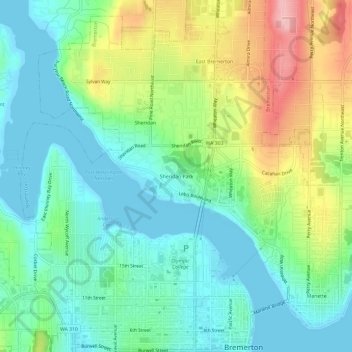 Topografinen kartta Sheridan Park, korkeus, helpotus