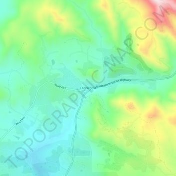 Topografinen kartta Coarsegold, korkeus, helpotus