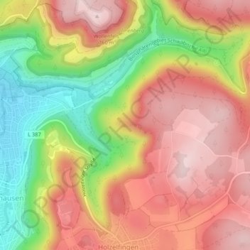 Topografinen kartta Untergreifenstein, korkeus, helpotus