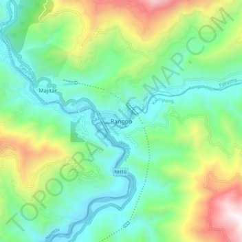 Topografinen kartta Rangpo, korkeus, helpotus