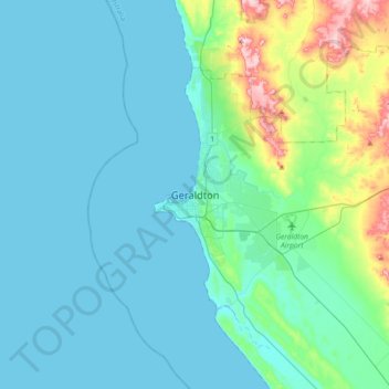 Topografinen kartta Geraldton, korkeus, helpotus