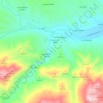 Topografinen kartta Los Vegas, korkeus, helpotus