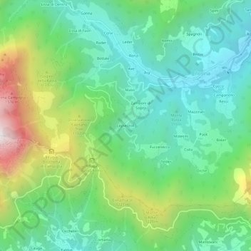 Topografinen kartta Lighezzoli, korkeus, helpotus