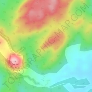 Topografinen kartta Cathedral Rock, korkeus, helpotus