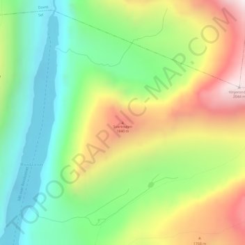 Topografinen kartta Svartnuten, korkeus, helpotus