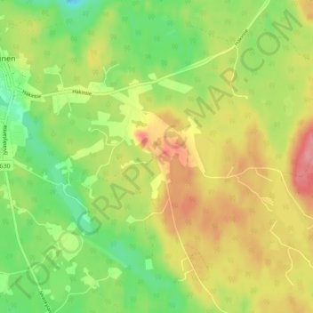 Topografinen kartta Hiirola, korkeus, helpotus