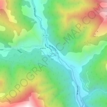 Topografinen kartta Bielsa, korkeus, helpotus