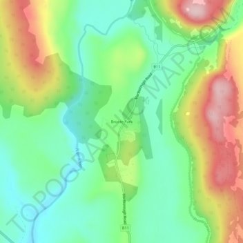 Topografinen kartta Bronte Park, korkeus, helpotus
