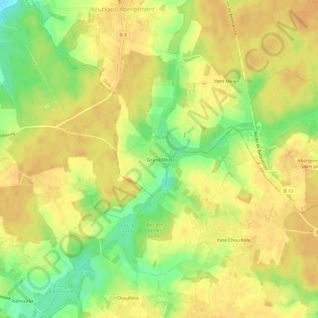 Topografinen kartta Grand Meix, korkeus, helpotus