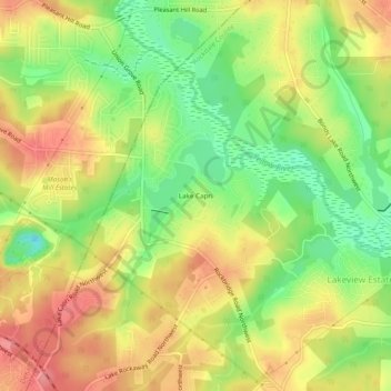 Topografinen kartta Lake Capri, korkeus, helpotus