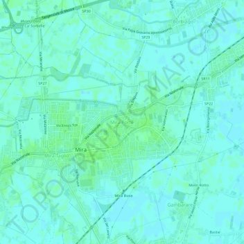 Topografinen kartta Mira Porte, korkeus, helpotus