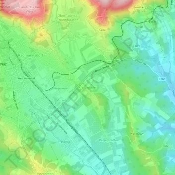 Topografinen kartta Krottendorf, korkeus, helpotus