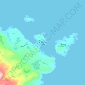 Topografinen kartta Pykeija, korkeus, helpotus