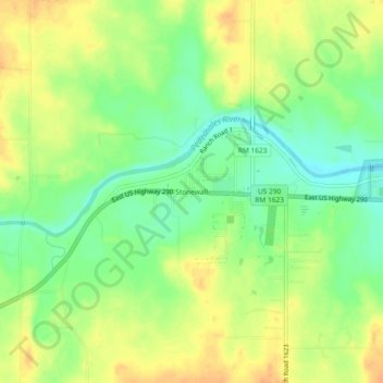 Topografinen kartta Stonewall, korkeus, helpotus