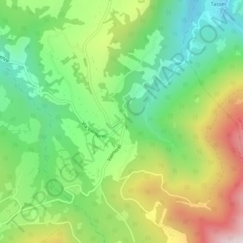 Topografinen kartta Valmorel, korkeus, helpotus