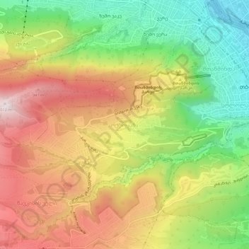 Topografinen kartta Okrokana, korkeus, helpotus