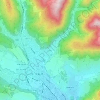 Topografinen kartta Rötz, korkeus, helpotus