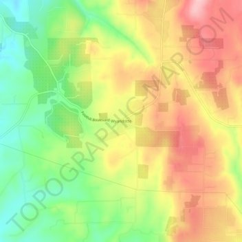 Topografinen kartta Wyandotte, korkeus, helpotus